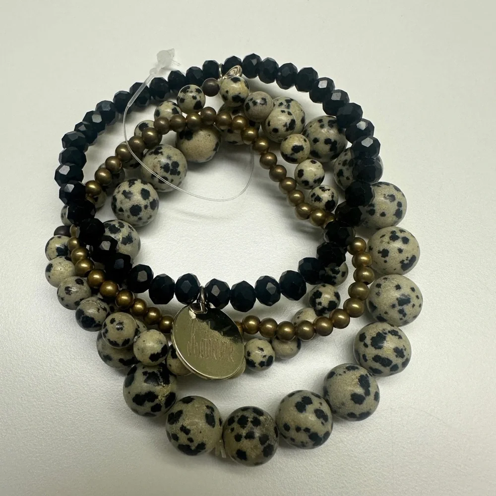 Marley Lilly Black and Gold Beaded Bracelet Set - NWT